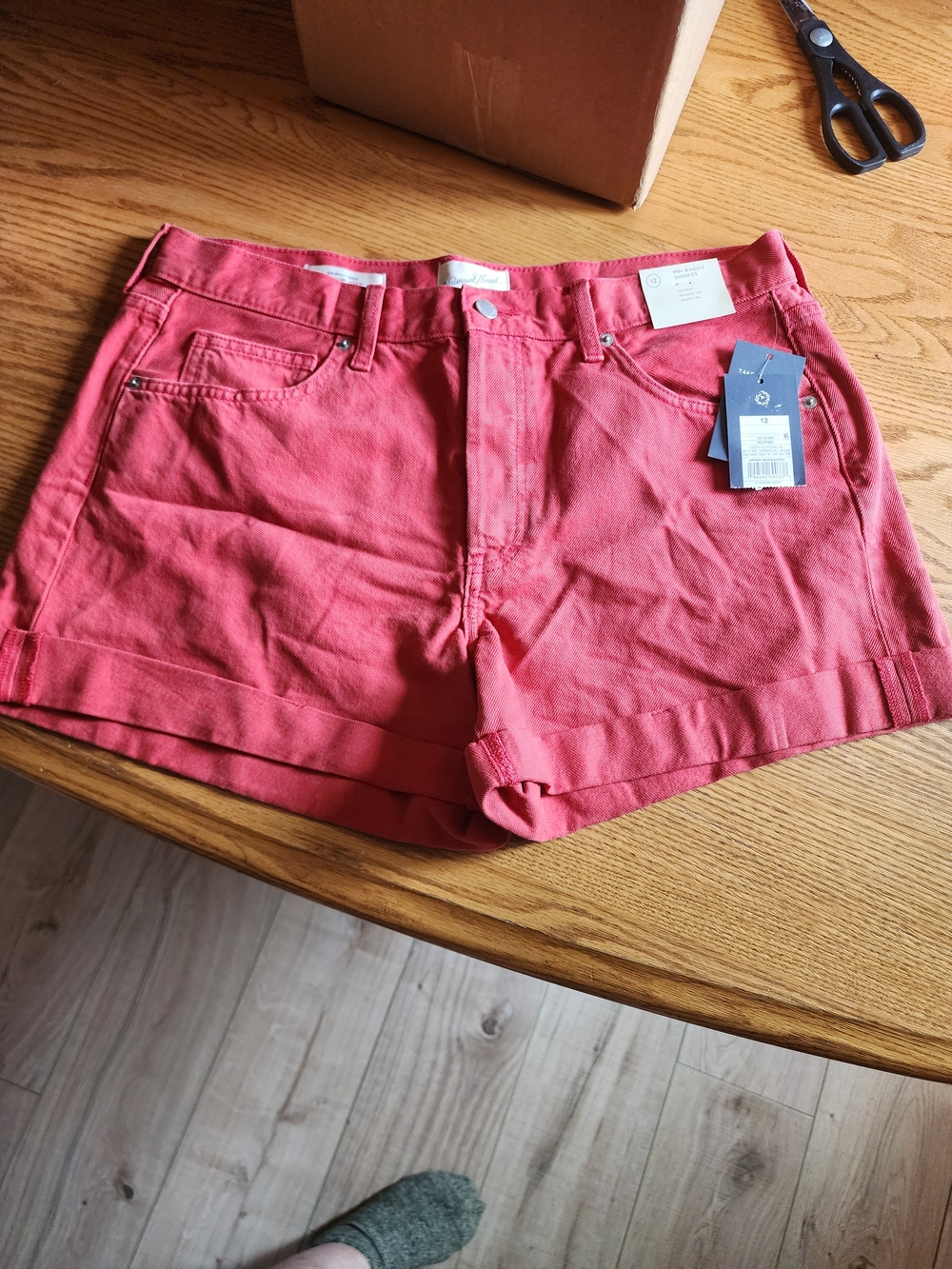 Universal Thread  Red Rolled Hem Denim Shorts